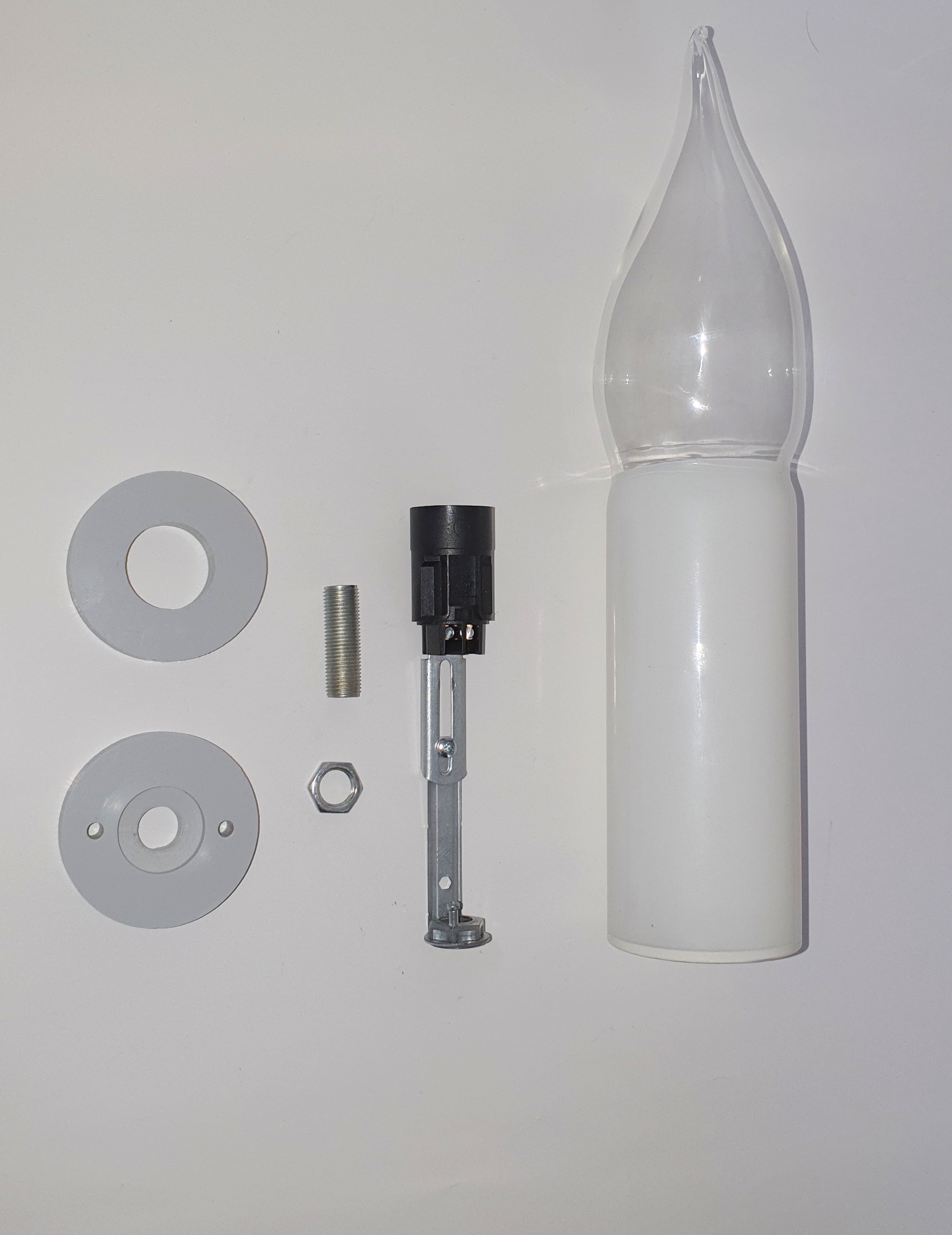 Komplettset mit Glaskolben, Fassung und Befestigungsmaterial
