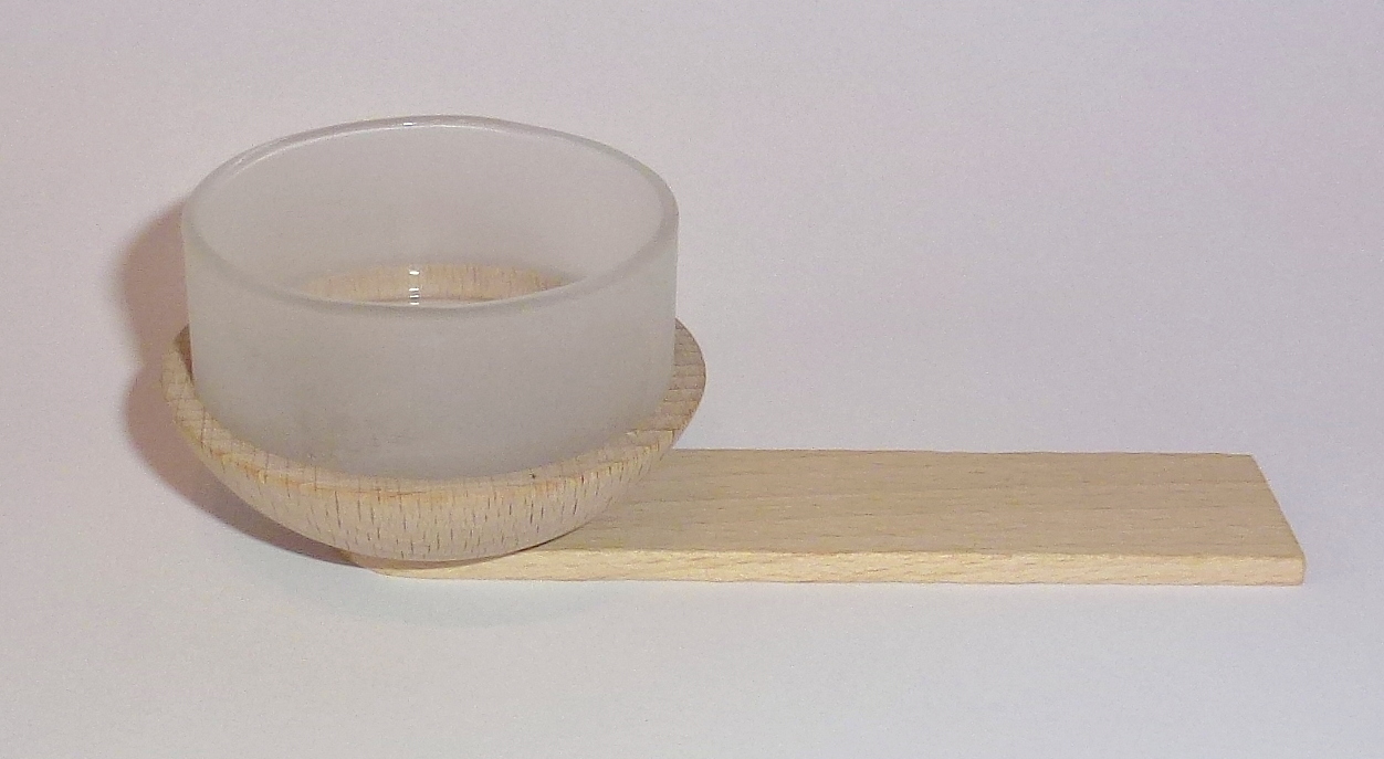 Teelichttülle mit Glaseinsatz und Tüllenhalter