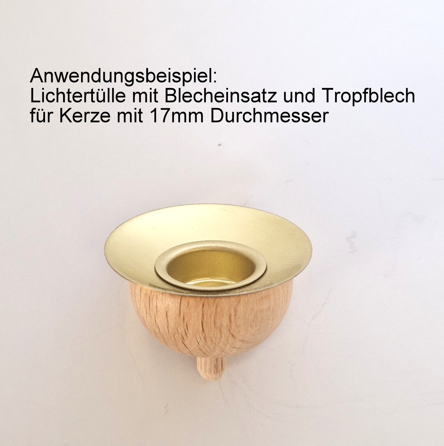 Lichtertülle aus Buchenholz, Bohrung für 17mm Blecheinsatz - mit Haltedübel