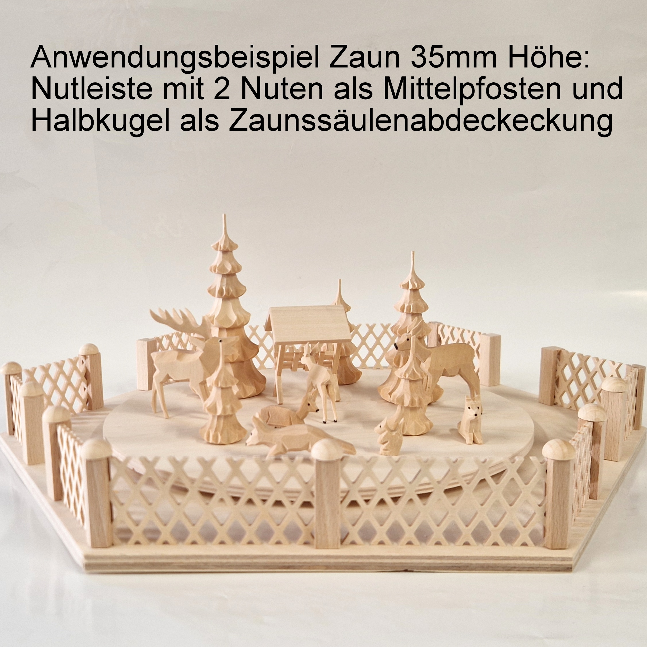 Nutleiste mit zwei gegenüber liegenden Nuten als Mittelpfosten für Zäune 