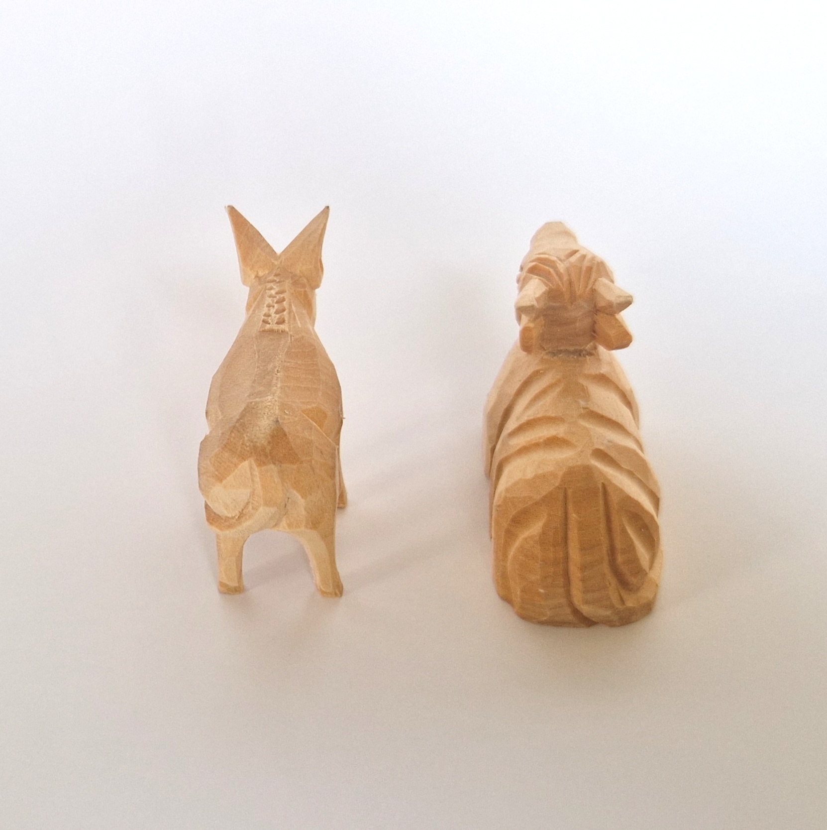 Tierfiguren "Ochse und Esel" geschnitzt - 2teilig