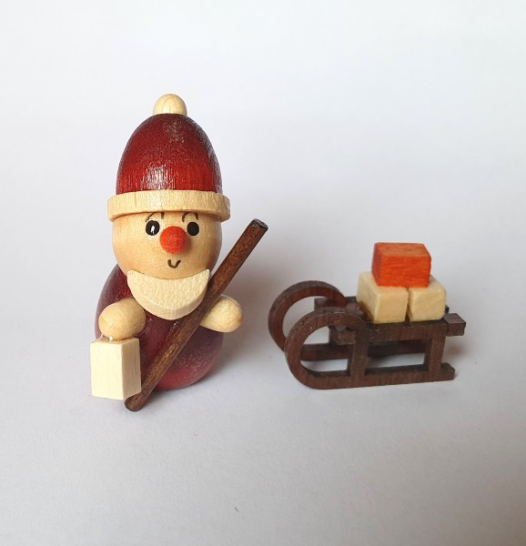 Minifigur Weihnachtsmann mit Schlitten
